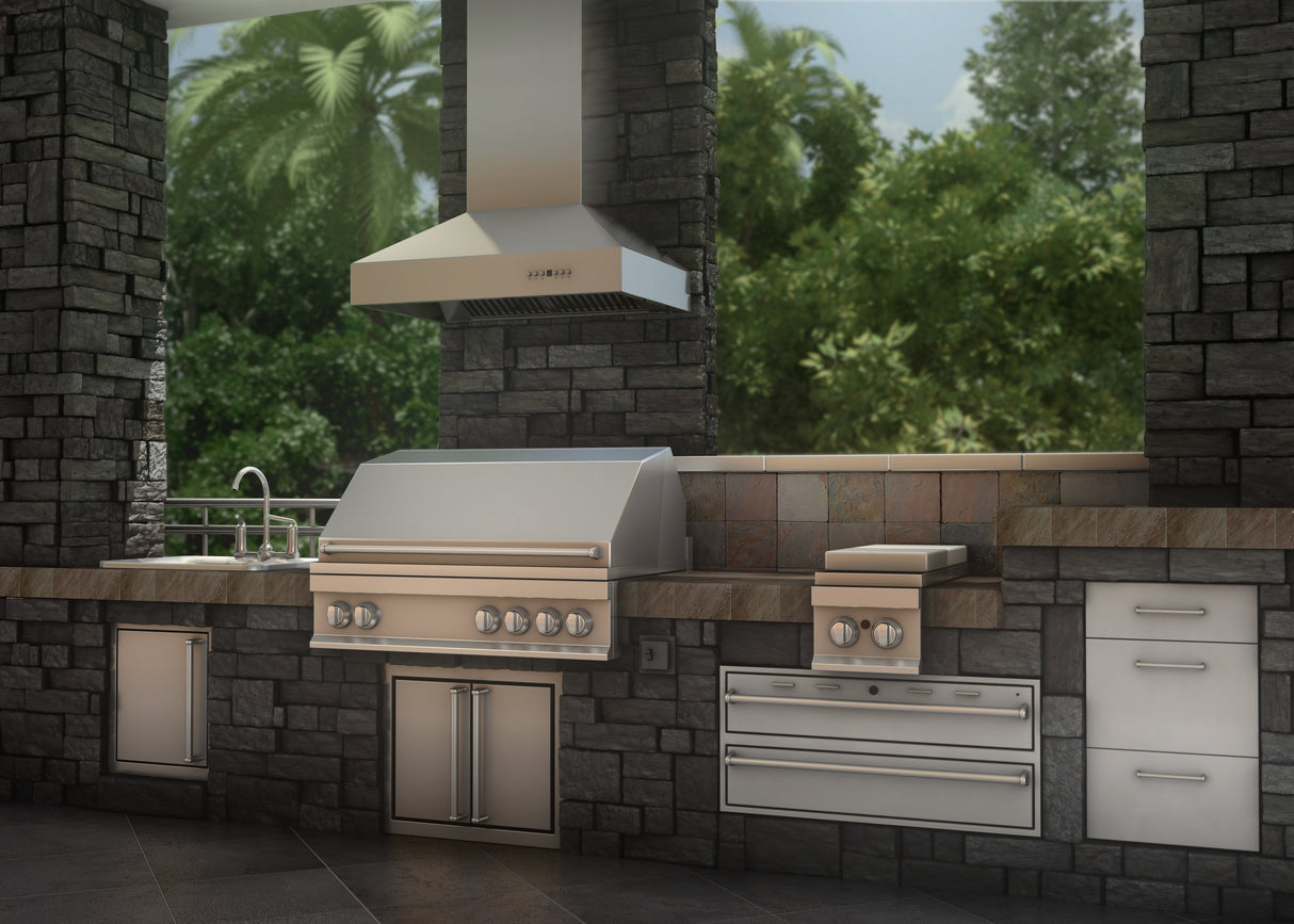 ZLINE 42" Ducted Wall Mount Range Hood in Outdoor Approved Stainless Steel (697-304-42)