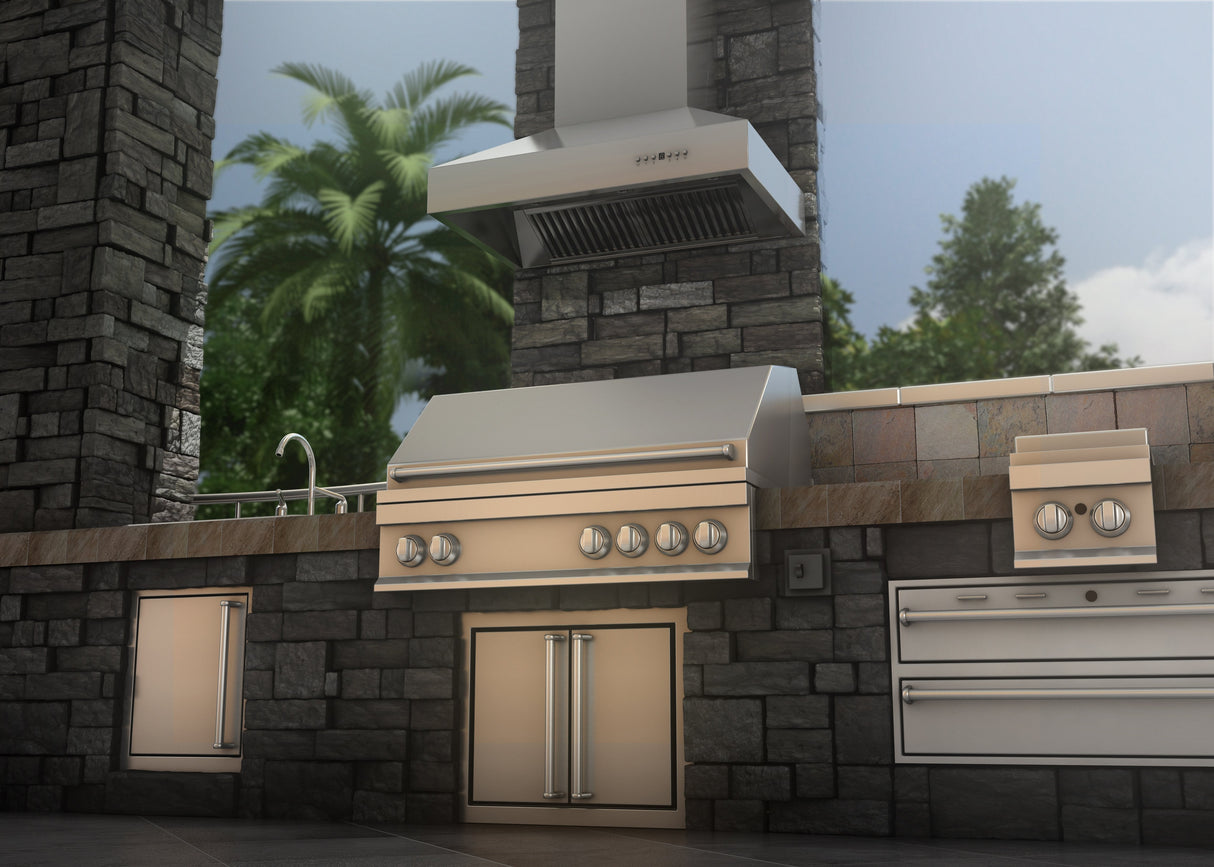 ZLINE 42" Ducted Wall Mount Range Hood in Outdoor Approved Stainless Steel (697-304-42)