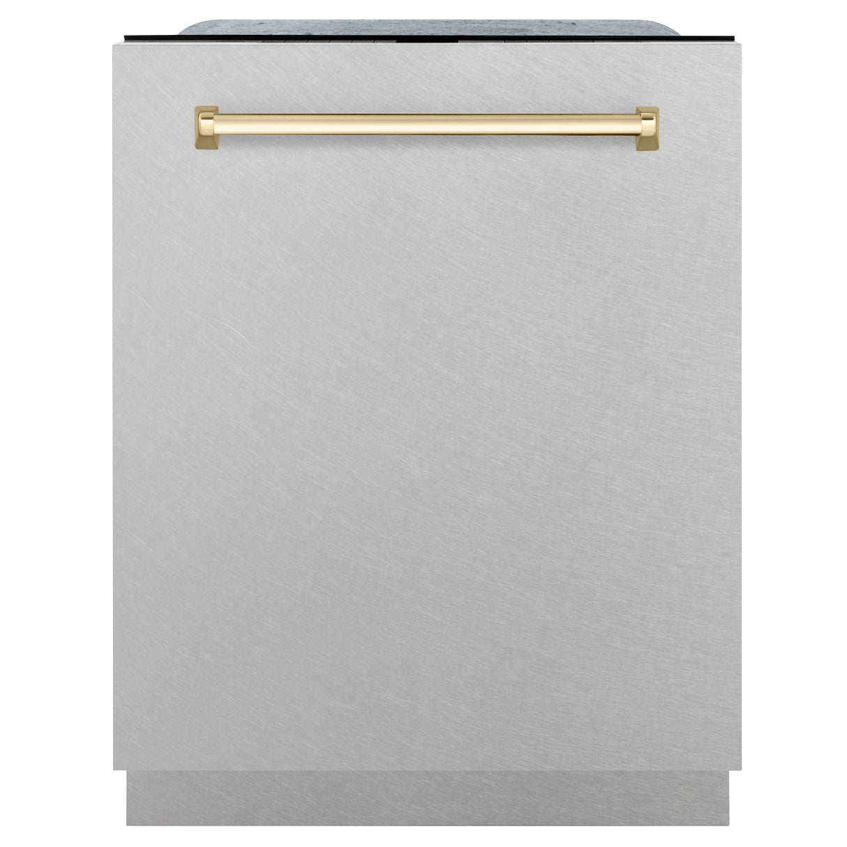 ZLINE Autograph Edition 24" 3rd Rack Top Touch Control Tall Tub Dishwasher in Fingerprint Resistant Stainless Steel with Gold Handle, 45dBa (DWMTZ-SN-24-G)