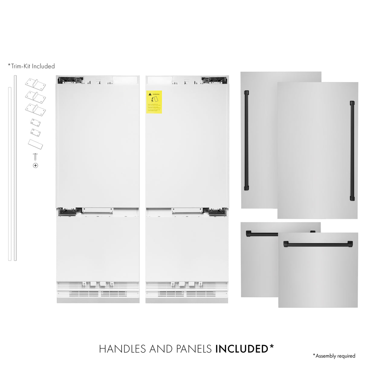 ZLINE 60" Autograph Edition 32.2 cu ft Built-in 4-Door French Door Refrigerator with Internal Water and Ice Dispenser in Stainless Steel with Matte Black Accents (RBIVZ-304-60-MB)
