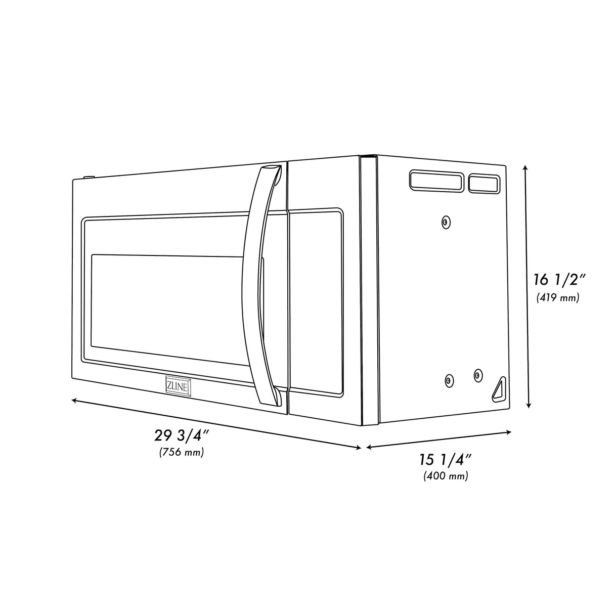 ZLINE 1.5 cu ft Over the Range Convection Microwave Oven in Stainless Steel with Modern Handle and Sensor Cooking (MWO-OTR-30)