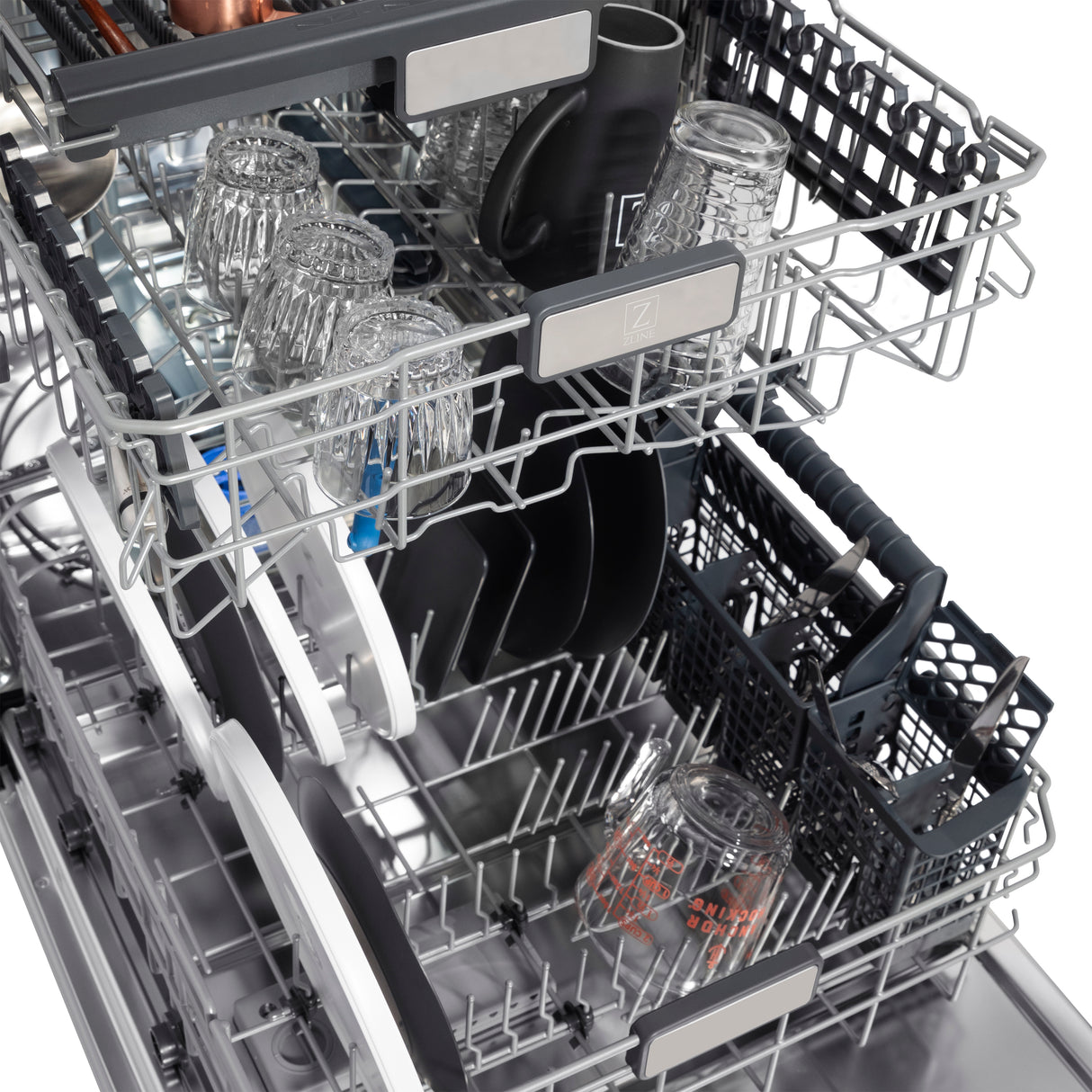 ZLINE 24" Monument Series 3rd Rack Top Touch Control Dishwasher in Black Matte with Stainless Steel Tub, 45dBa (DWMT-BLM-24)