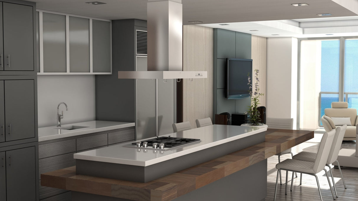 ZLINE 36" Convertible Vent Island Mount Range Hood in Stainless Steel (KE2i-36)