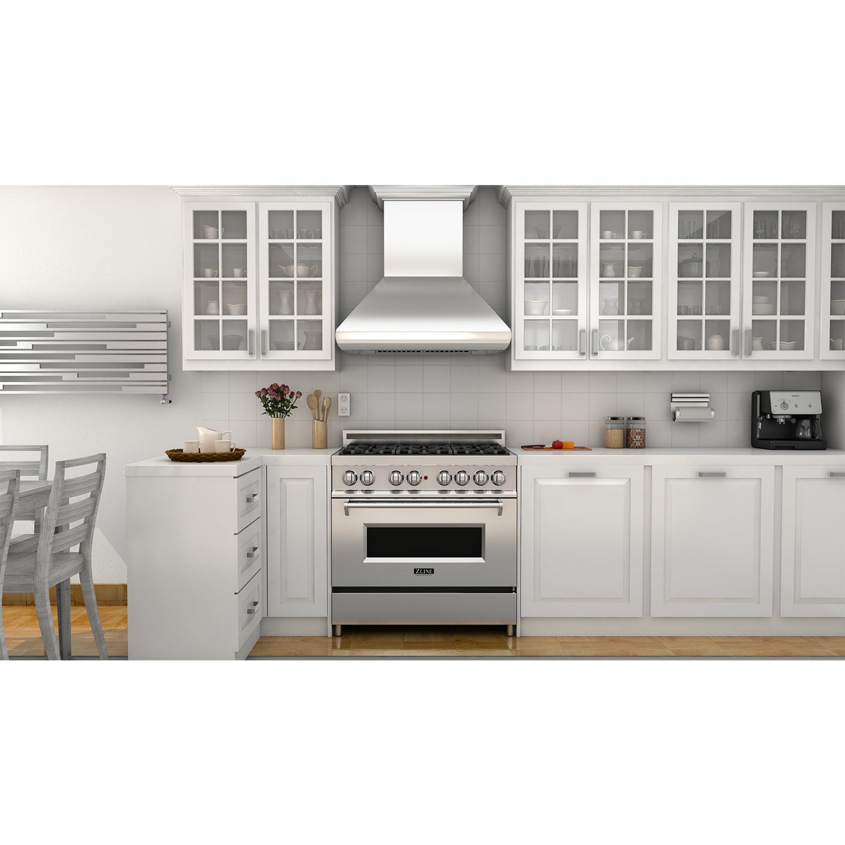 ZLINE 36" Professional Convertible Vent Wall Mount Range Hood in Stainless Steel with Crown Molding (587CRN-36)