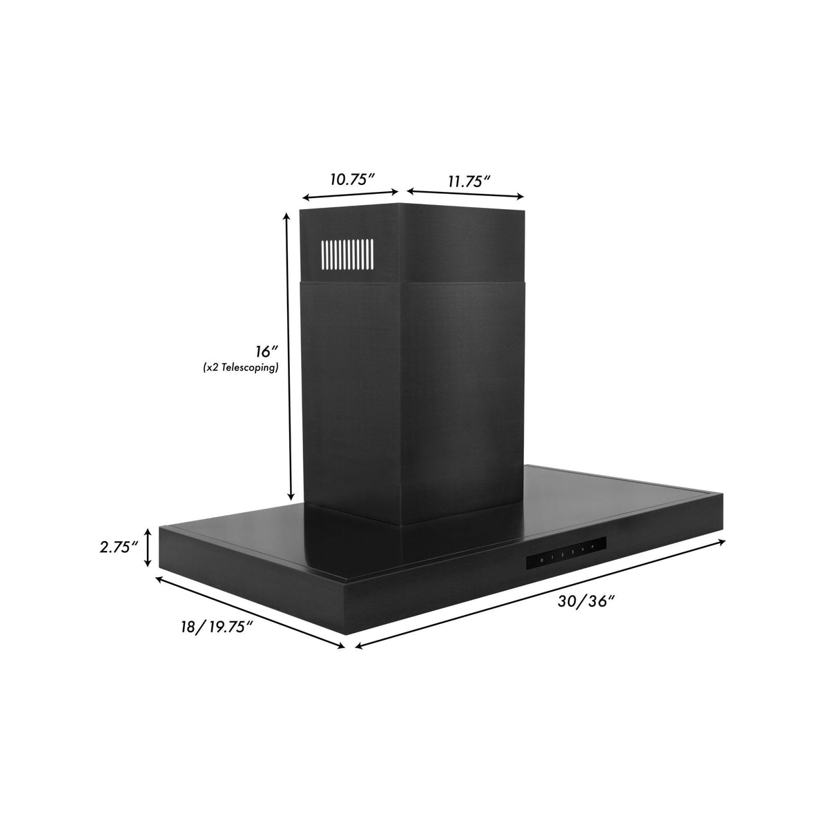 ZLINE 30" Convertible Vent Wall Mount Range Hood in Black Stainless Steel (BSKEN-30)