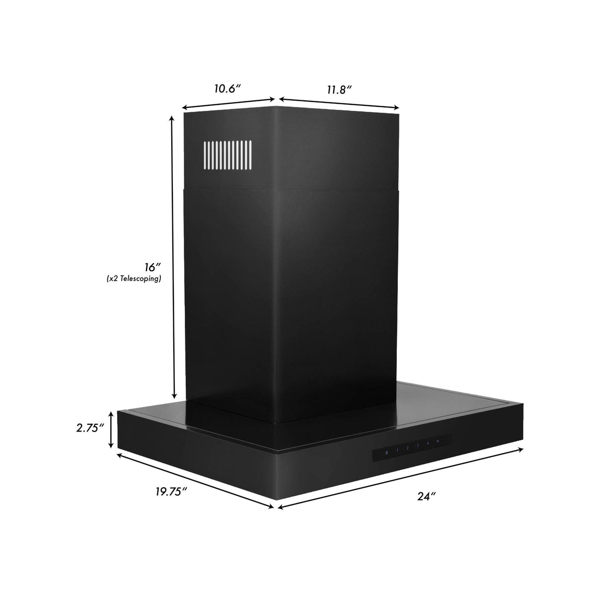 ZLINE 30" Convertible Vent Wall Mount Range Hood in Black Stainless Steel (BSKEN-30)