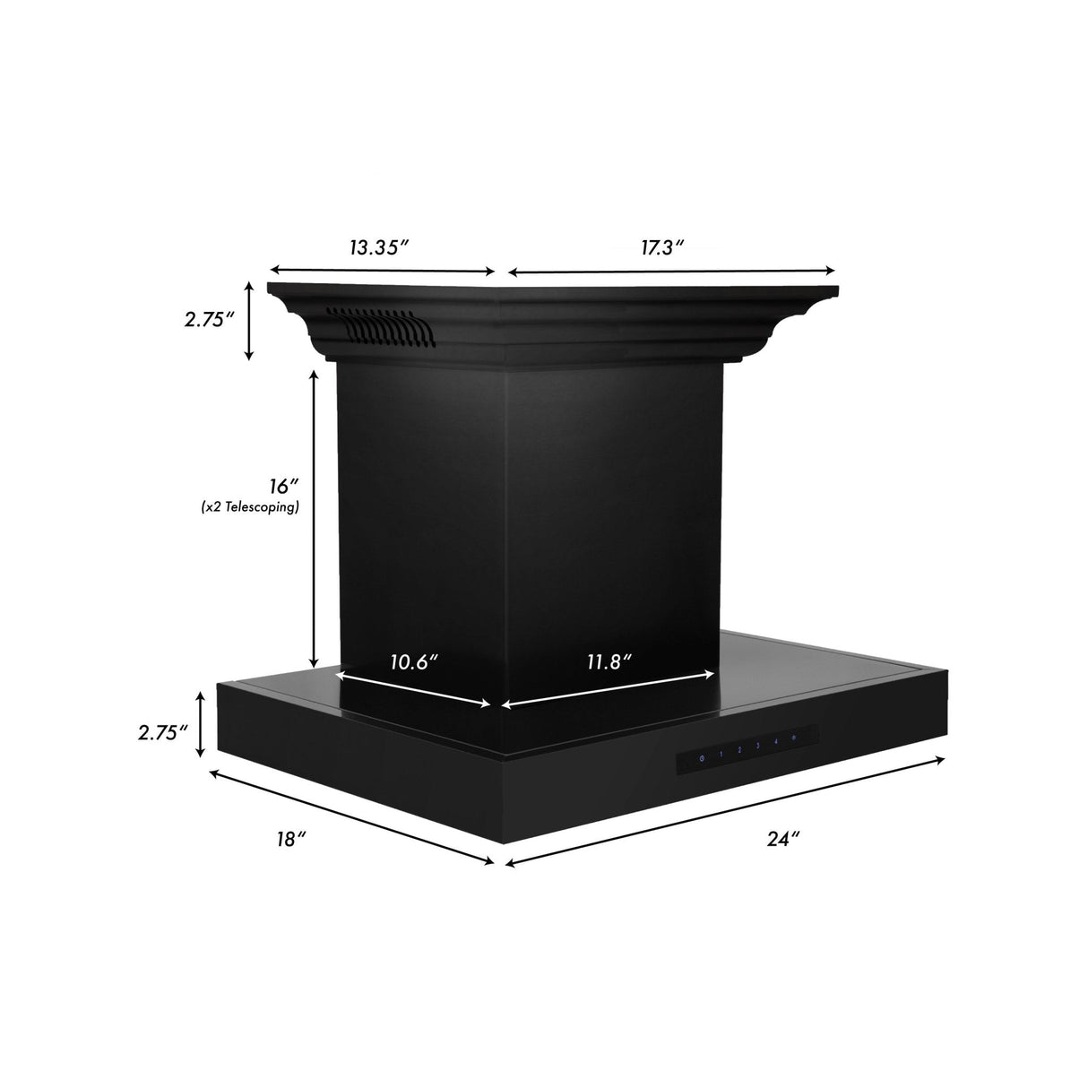 ZLINE 30" CrownSound Ducted Vent Wall Mount Range Hood in Black Stainless Steel with Built-in Bluetooth Speakers (BSKENCRN-BT-30)