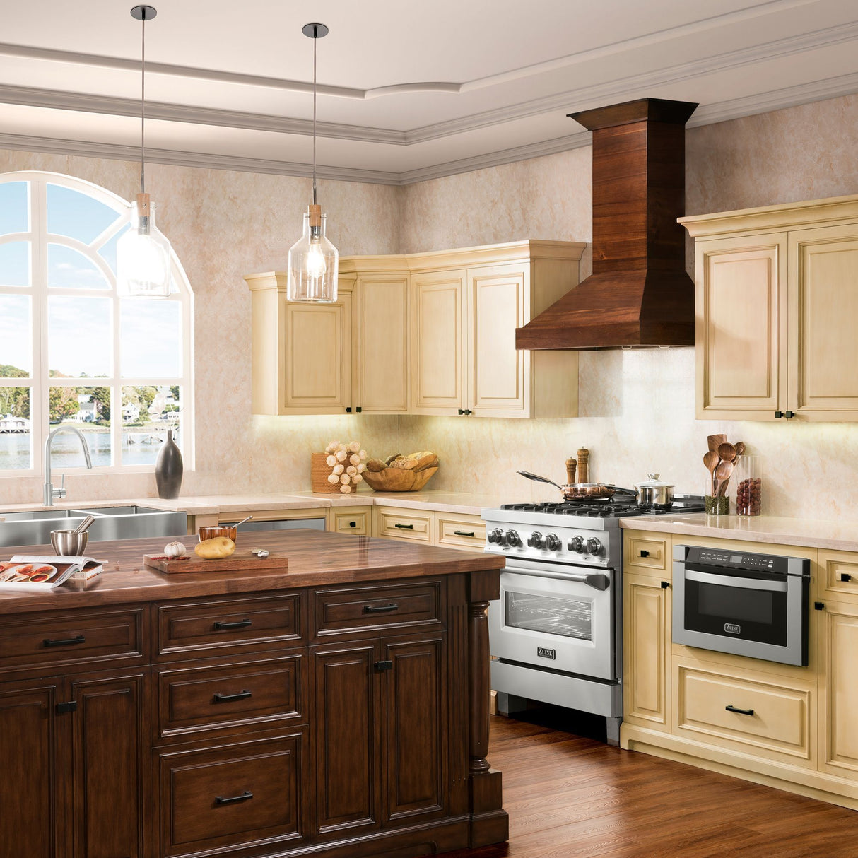 ZLINE 36" Convertible Vent Wooden Wall Mount Range Hood in Walnut (KBRR-36)