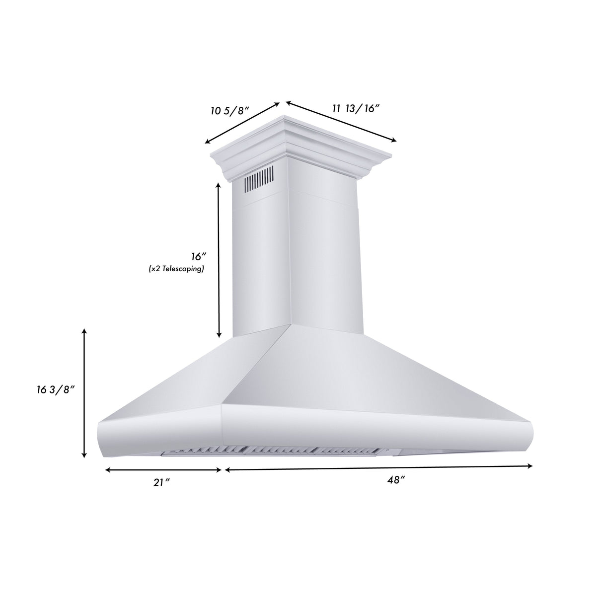 ZLINE 30" Professional Convertible Vent Wall Mount Range Hood in Stainless Steel with Crown Molding (587CRN-30)