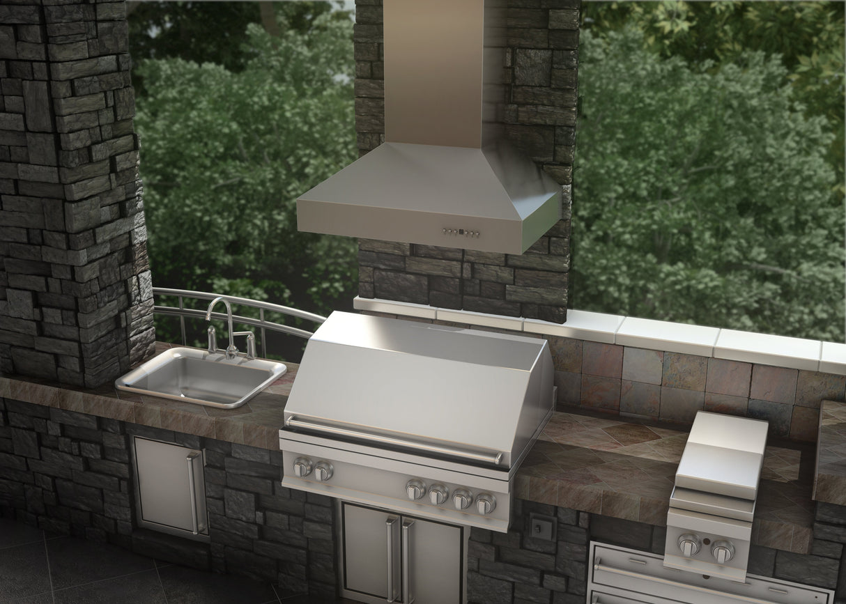 ZLINE 36" Outdoor Ducted Wall Mount Range Hood in Outdoor Approved Stainless Steel (667-304-36)