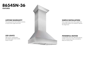 ZLINE 36" Fingerprint Resistant Stainless Steel Range Hood (8654SN-36)