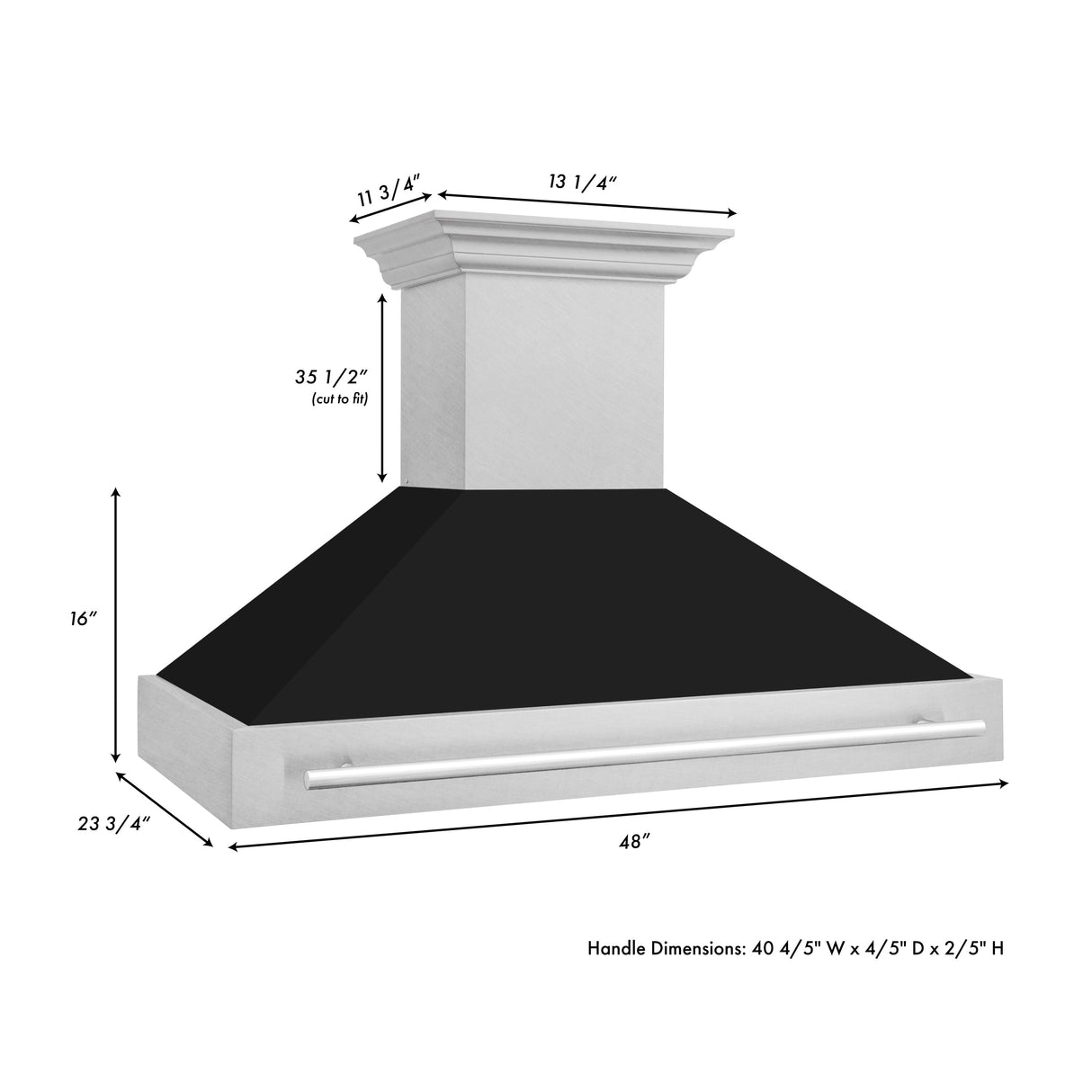 ZLINE 48" Fingerprint Resistant Stainless Steel Range Hood with Black Matte Shell (8654SNX-BLM-48)