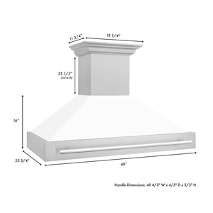 ZLINE 48" Fingerprint Resistant Stainless Steel Range Hood with White Matte Shell (8654SNX-WM-48)