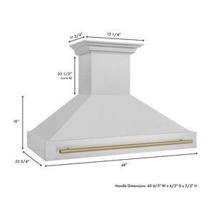 ZLINE 48" Autograph Edition Fingerprint Resistant Stainless Steel Range Hood with Champagne Bronze Handle (8654SNZ-48-CB)