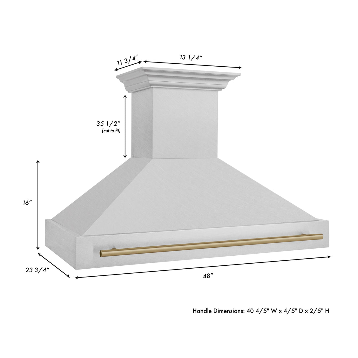 ZLINE 48" Autograph Edition Fingerprint Resistant Stainless Steel Range Hood with Gold Handle (8654SNZ-48-G)