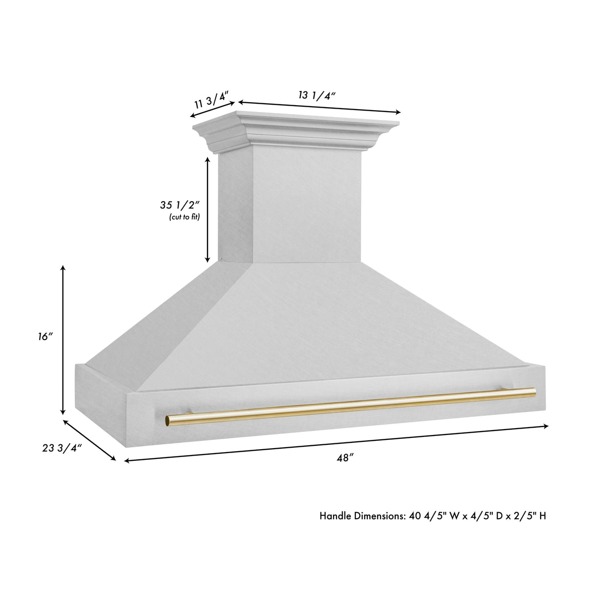 ZLINE 48" Autograph Edition Fingerprint Resistant Stainless Steel Range Hood with Champagne Bronze Handle (8654SNZ-48-CB)