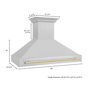 ZLINE 48" Autograph Edition Fingerprint Resistant Stainless Steel Range Hood with Champagne Bronze Handle (8654SNZ-48-CB)