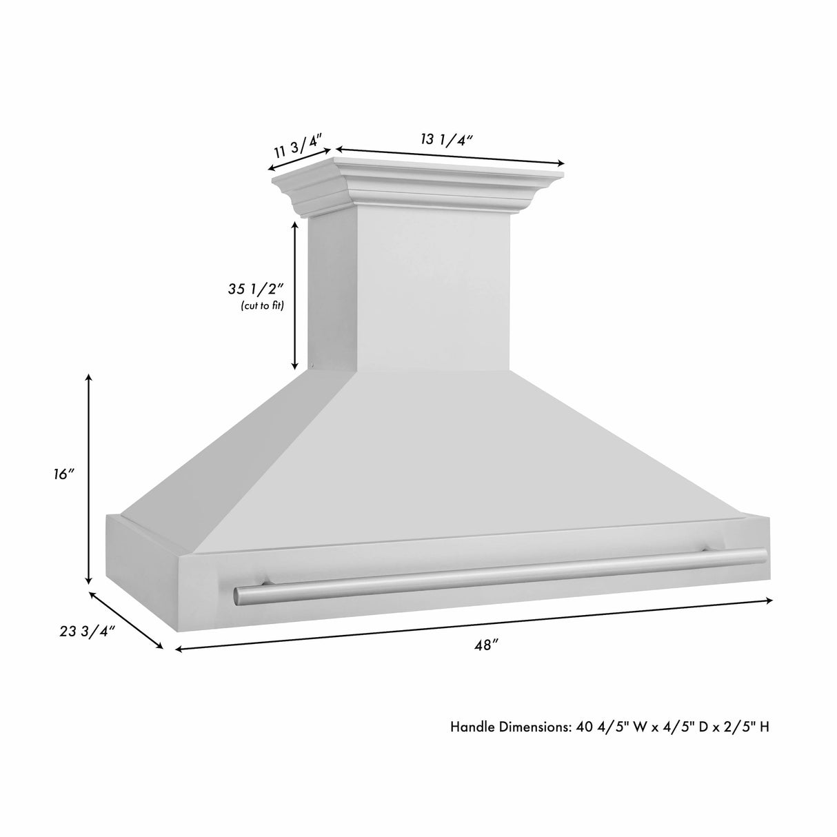 ZLINE 48" Stainless Steel Range Hood with Stainless Steel Handle (8654STX-48)