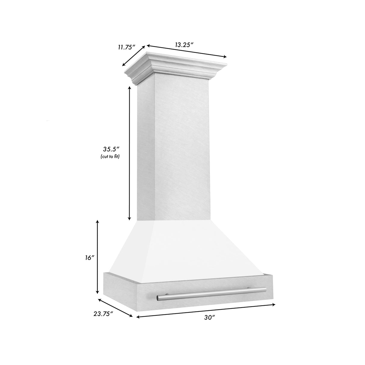 ZLINE 30" Fingerprint Resistant Stainless Steel Range Hood with White Matte Shell (8654SNX-WM-30)