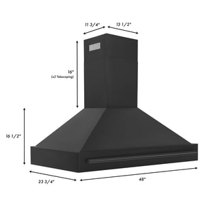 ZLINE 48" Black Stainless Steel Range Hood with Black Stainless Steel Handle (BS655-48-BS)