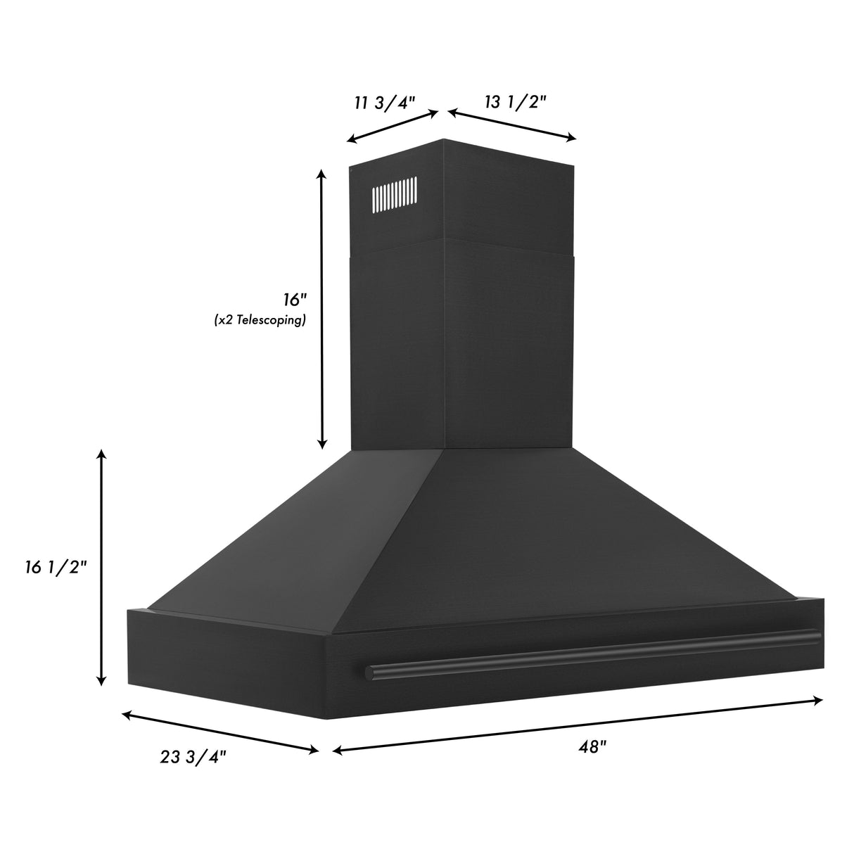 ZLINE 36" Black Stainless Steel Range Hood with Black Stainless Steel Handle (BS655-36-BS)