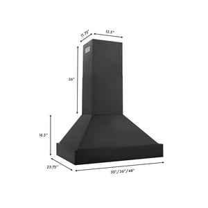 ZLINE 48" Ducted Vent Black Stainless Steel Wall Mount Range Hood (BS655N-48)