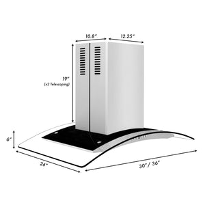 ZLINE 30" Convertible Vent Island Mount Range Hood in Stainless Steel & Glass (GL14i-30)