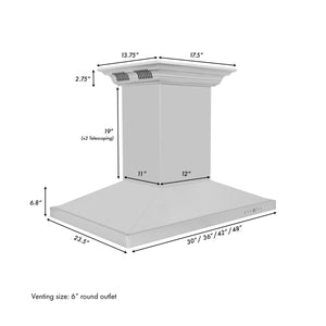 ZLINE 36" CrownSound Ducted Vent Island Mount Range Hood in Stainless Steel with Built-in Bluetooth Speakers (GL2iCRN-BT-36)