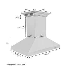 ZLINE 48" CrownSound Ducted Vent Island Mount Range Hood in Stainless Steel with Built-in Bluetooth Speakers (KL3iCRN-BT-48)