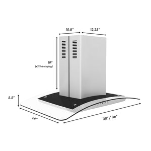 ZLINE 36" Convertible Vent Island Mount Range Hood in Stainless Steel & Glass (GL5i-36)