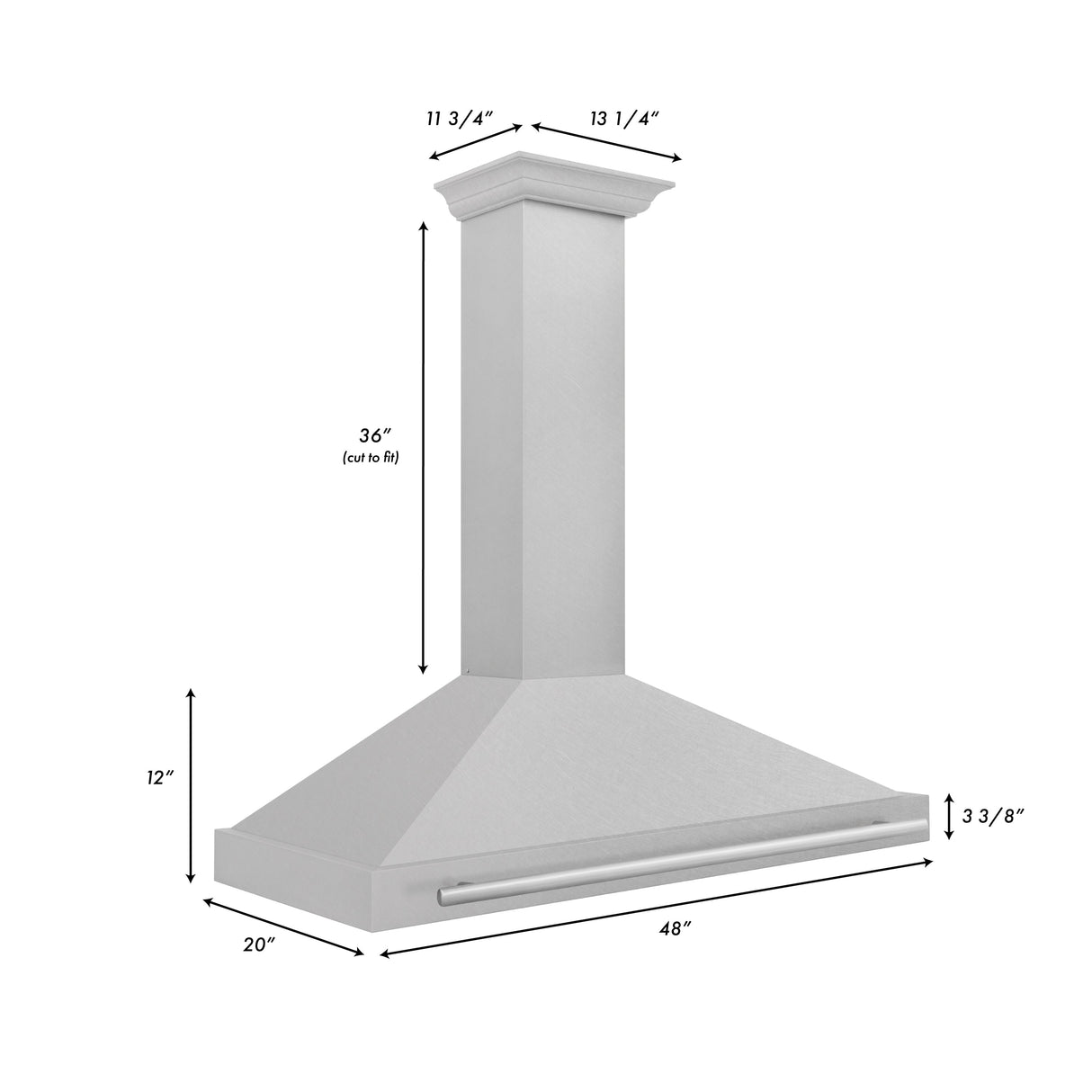 ZLINE 48" Fingerprint Resistant Stainless Steel Range Hood with Stainless Steel Handle (KB4SNX-48)