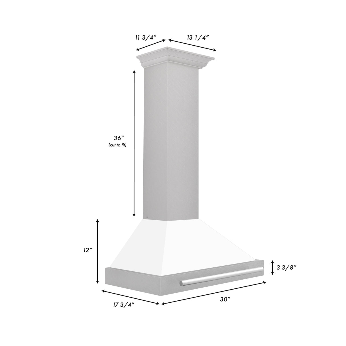 ZLINE 36" Stainless Steel Range Hood with White Matte Shell and Stainless Steel Handle (KB4STX-WM-36)