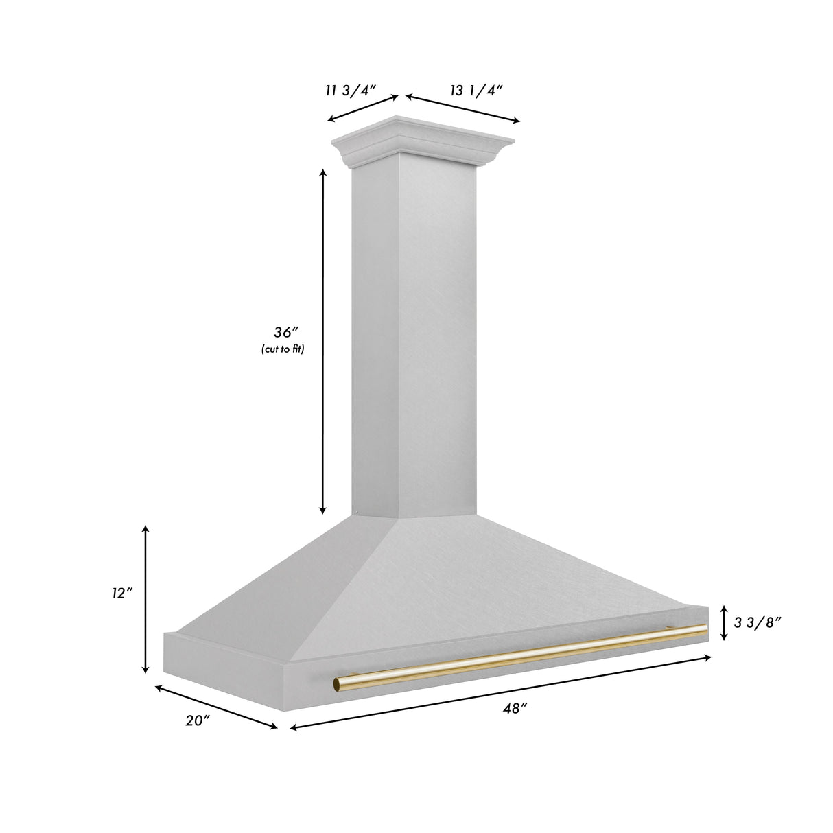 ZLINE 48" Autograph Edition Fingerprint Resistant Stainless Steel Range Hood with Gold Handle (KB4SNZ-48-G)