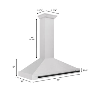 ZLINE 48" Autograph Edition Fingerprint Resistant Stainless Steel Range Hood with Matte Black Handle (KB4SNZ-48-MB)