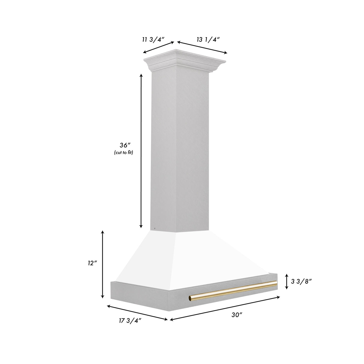 ZLINE 30" Autograph Edition Fingerprint Resistant Stainless Steel Range Hood with White Matte Shell and Champagne Bronze Handle (KB4SNZ-WM30-CB)