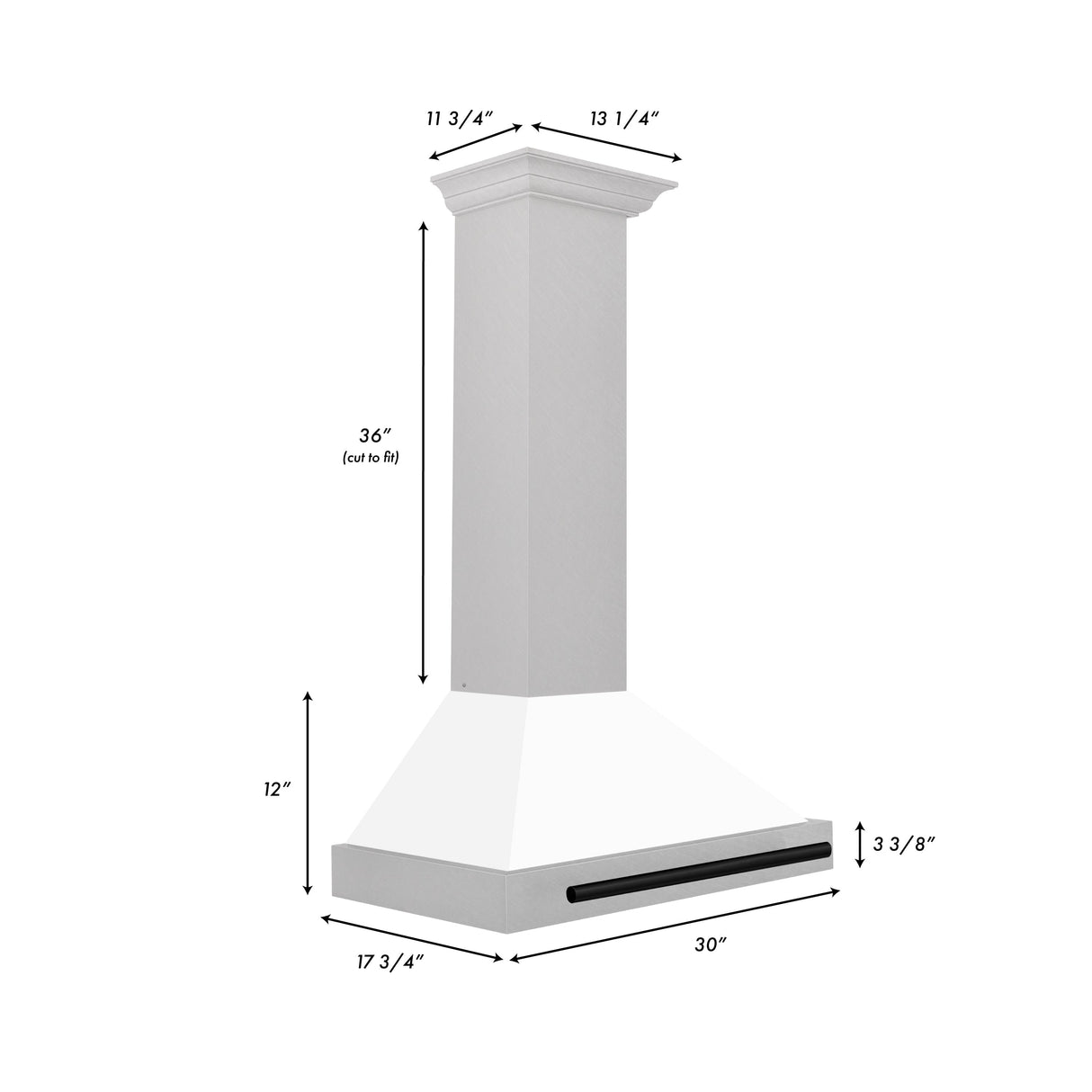 ZLINE 30" Autograph Edition Fingerprint Resistant Stainless Steel Range Hood with White Matte Shell and Matte Black Handle (KB4SNZ-WM30-MB)