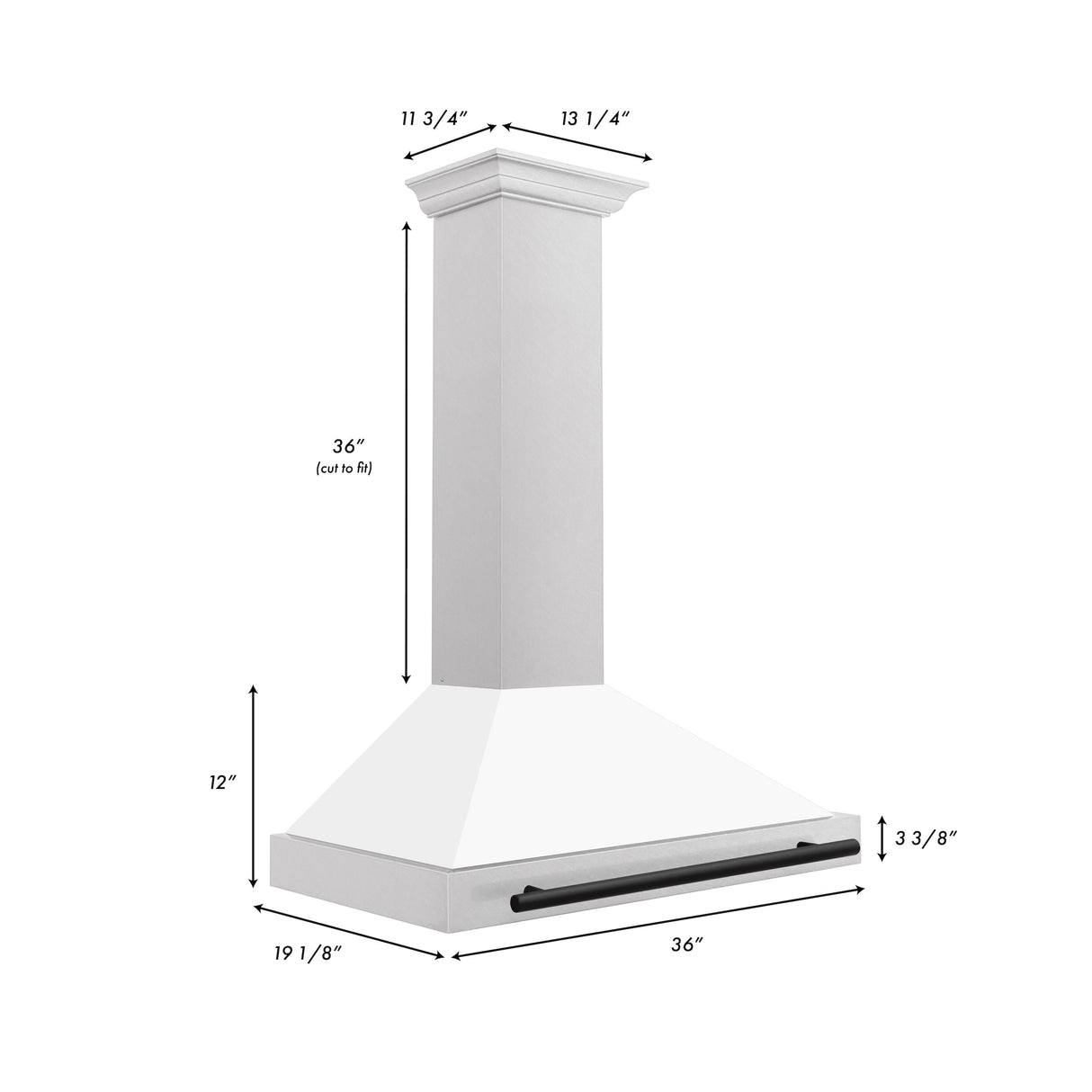 ZLINE 36" Autograph Edition Fingerprint Resistant Stainless Steel Range Hood with White Matte Shell and Gold Handle (KB4SNZ-WM36-G)