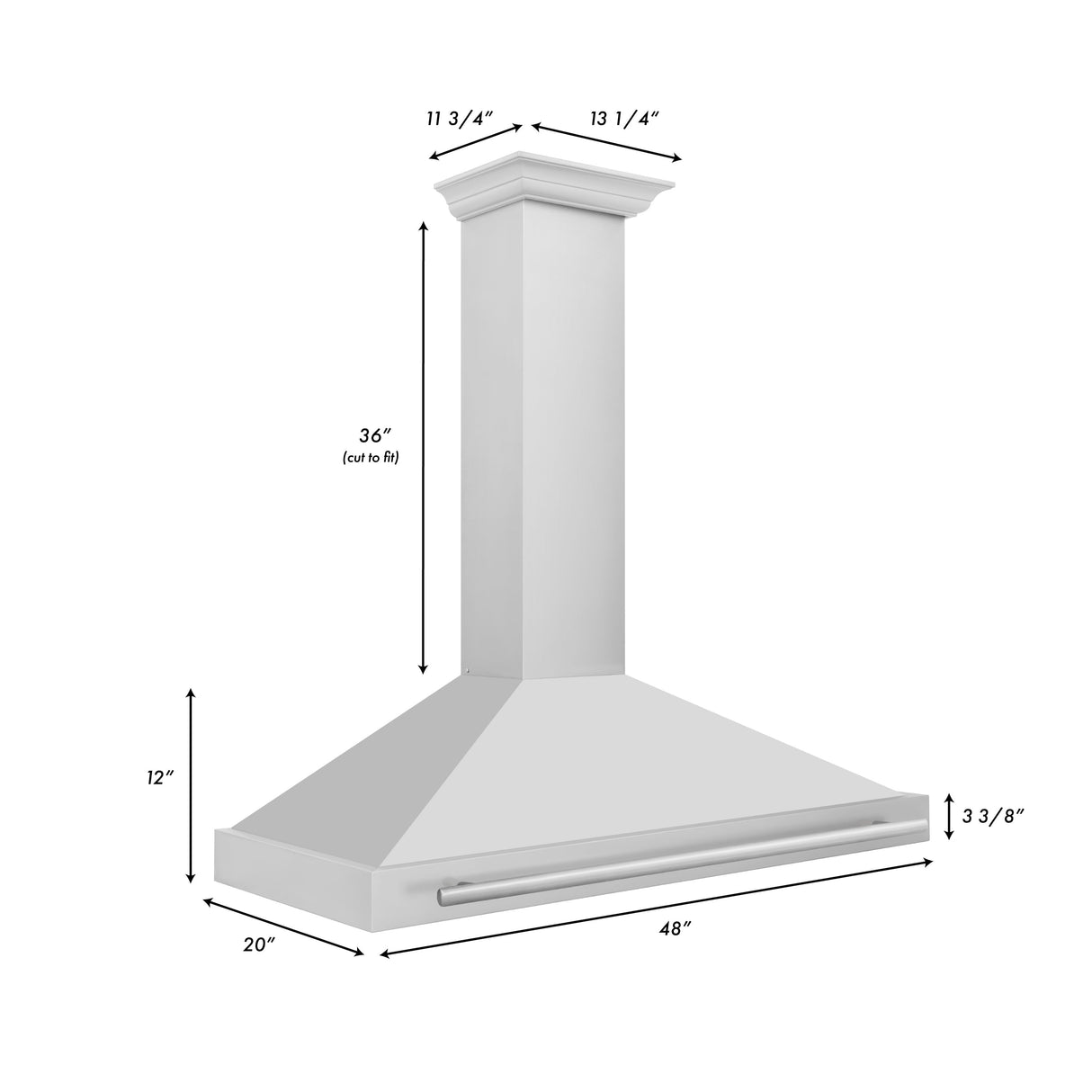 ZLINE 48" Stainless Steel Range Hood with Stainless Steel Handle (KB4STX-48)