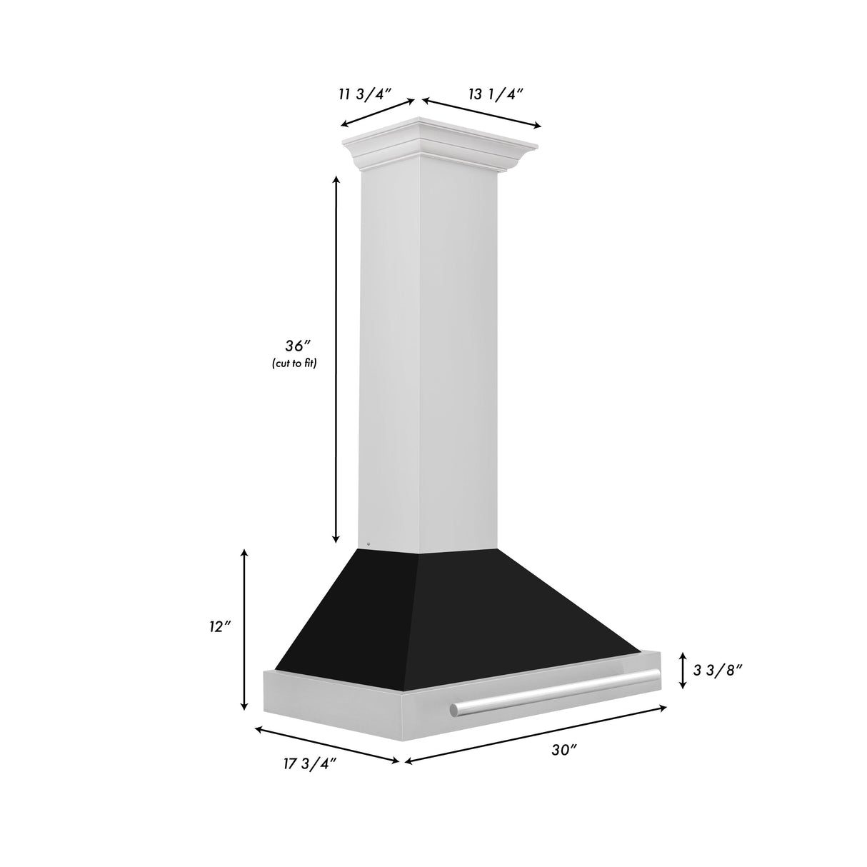 ZLINE 30" Stainless Steel Range Hood with White Matte Shell and Stainless Steel Handle (KB4STX-WM-30)