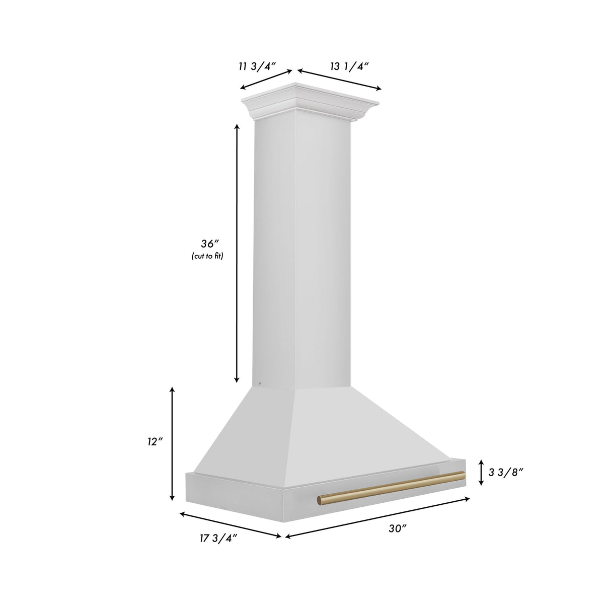 ZLINE 30" Autograph Edition Stainless Steel Range Hood with Stainless Steel Shell and Champagne Bronze Accents (KB4STZ-30-CB)