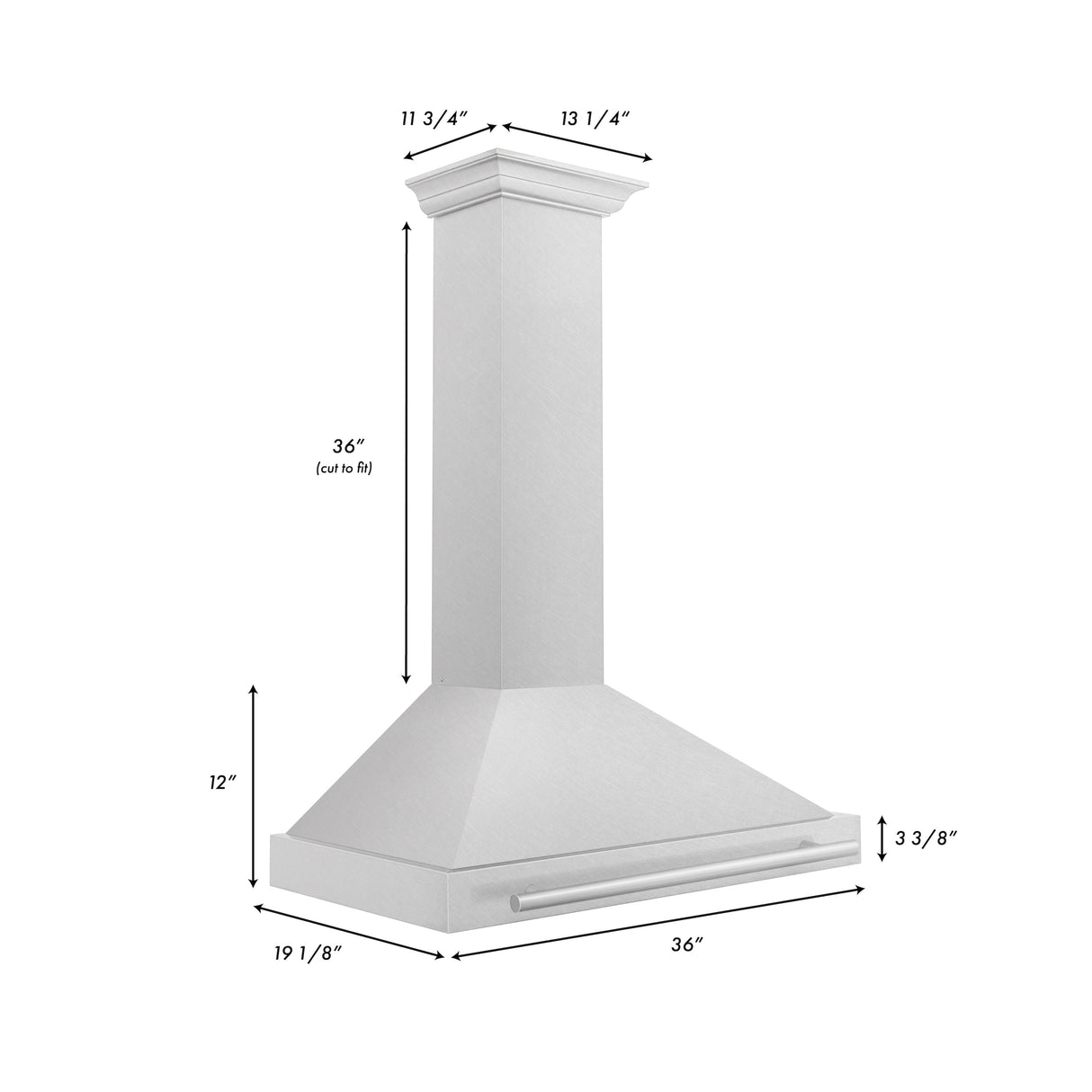 ZLINE 36" Fingerprint Resistant Stainless Steel Range Hood with White Matte Shell and Stainless Steel Handle (KB4SNX-WM-36)