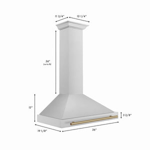 ZLINE 36" Autograph Edition Stainless Steel Range Hood with Stainless Steel Shell and Gold Accents (KB4STZ-36-G)