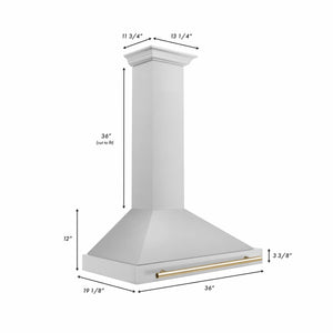 ZLINE 36" Autograph Edition Stainless Steel Range Hood with Stainless Steel Shell and Gold Accents (KB4STZ-36-G)