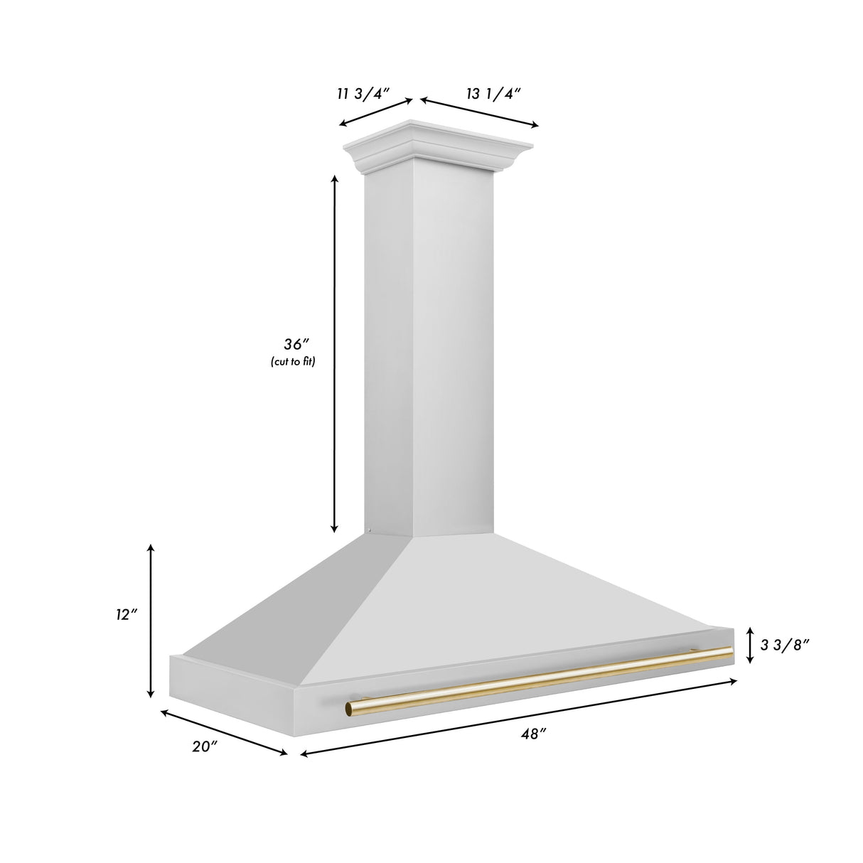 ZLINE 48" Autograph Edition Stainless Steel Range Hood with Stainless Steel Shell and Champagne Bronze Accents (KB4STZ-48-CB)