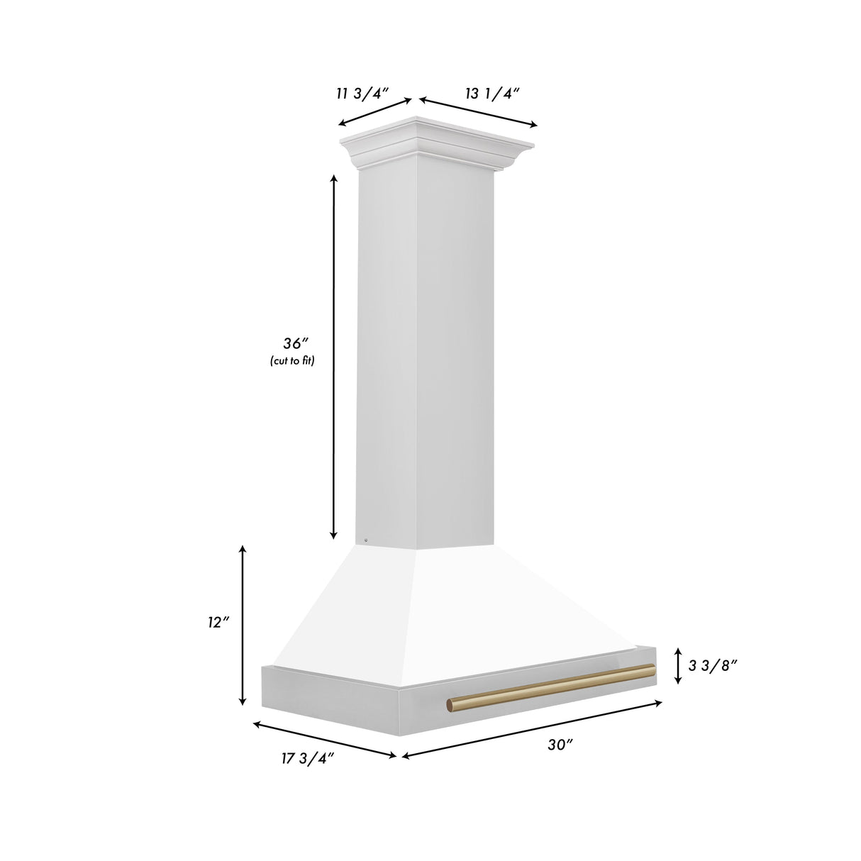 ZLINE 30" Autograph Edition Stainless Steel Range Hood with White Matte Shell and Gold Accents (KB4STZ-WM30-G)