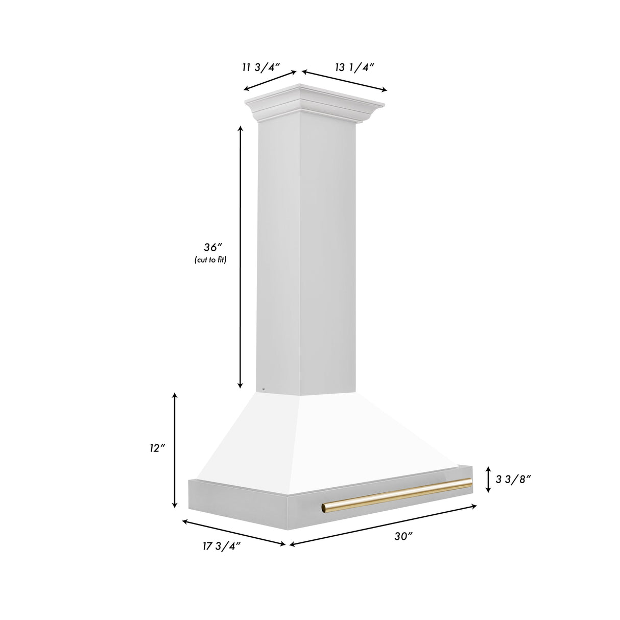 ZLINE 30" Autograph Edition Stainless Steel Range Hood with White Matte Shell and Gold Accents (KB4STZ-WM30-G)