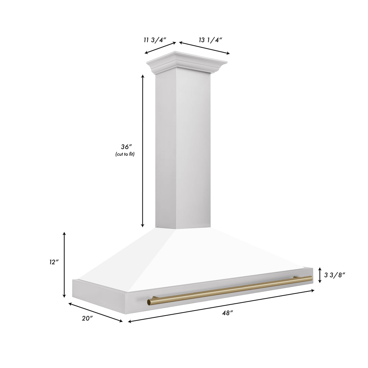 ZLINE 48" Autograph Edition Stainless Steel Range Hood with White Matte Shell and Matte Black Accents (KB4STZ-WM48-MB)