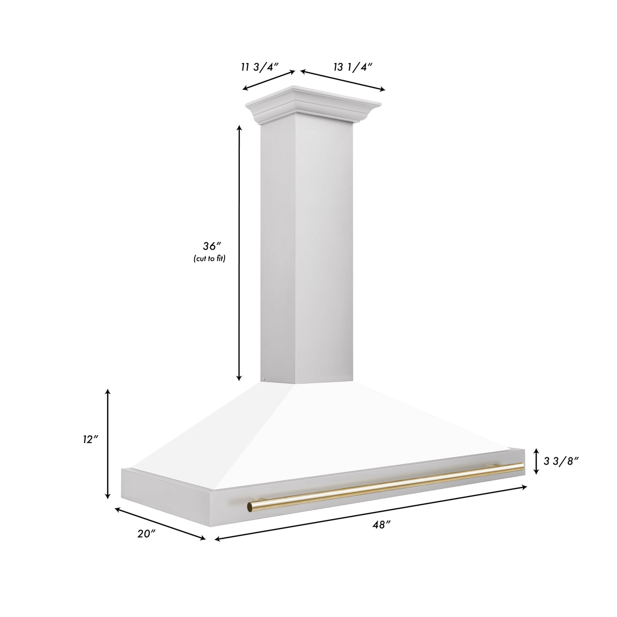 ZLINE 48" Autograph Edition Stainless Steel Range Hood with White Matte Shell and Gold Accents (KB4STZ-WM48-G)