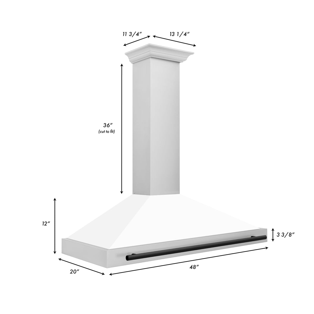 ZLINE 48" Autograph Edition Stainless Steel Range Hood with White Matte Shell and Matte Black Accents (KB4STZ-WM48-MB)