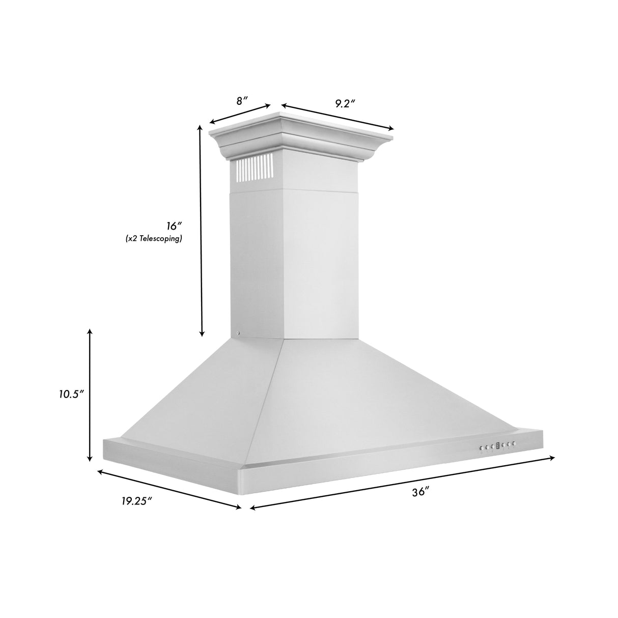 ZLINE 30" Convertible Vent Wall Mount Range Hood in Stainless Steel with Crown Molding (KBCRN-30)